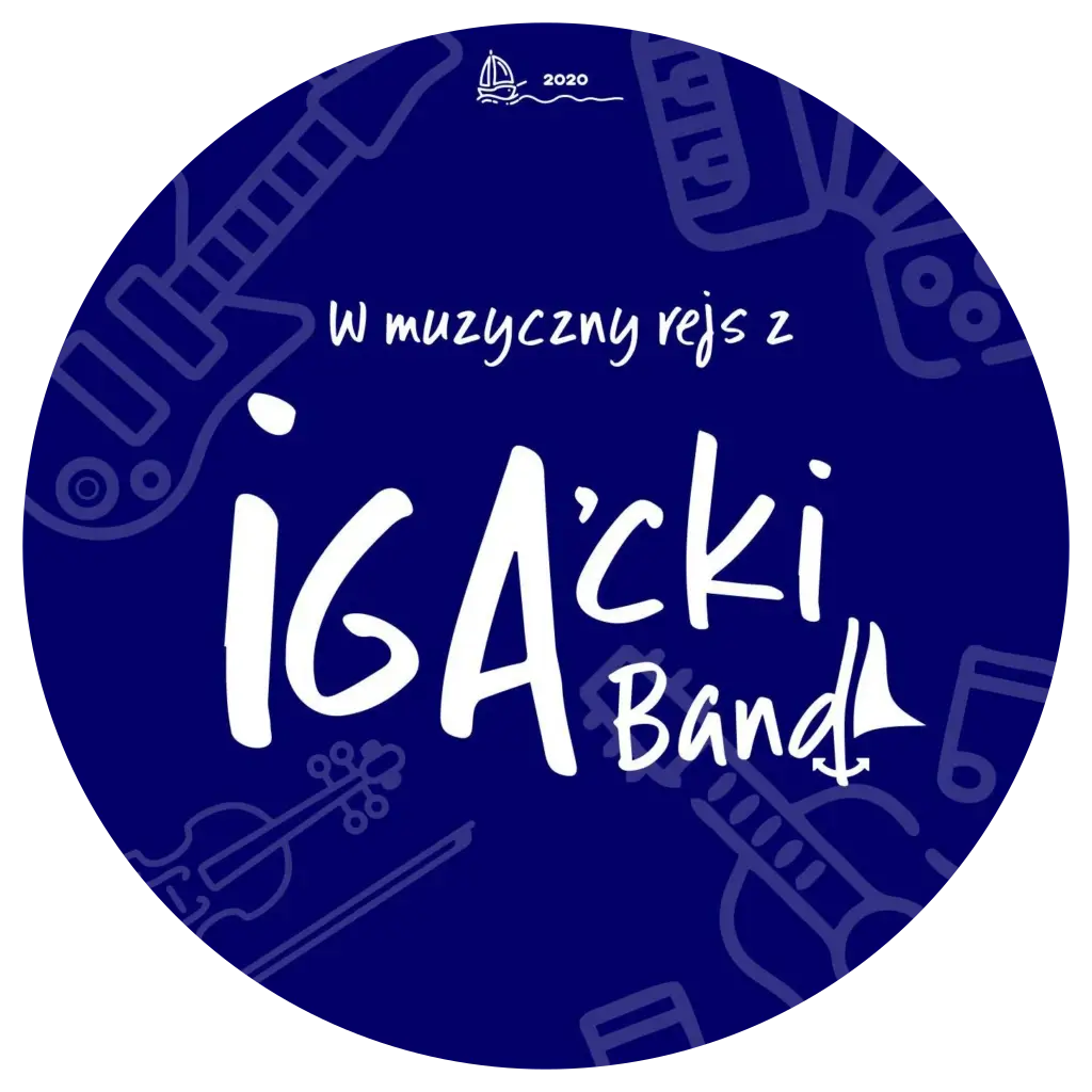 Grafika przedstawia okładkę płyty pod tytułem "W muzyczny rejs z IGA'cki Band"